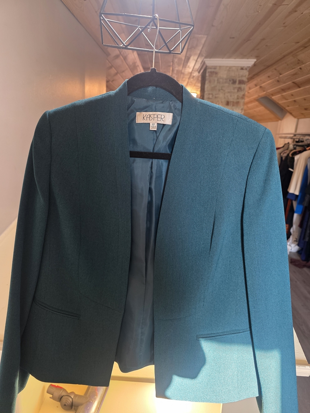 Kasper Teal Collarless Women's Blazer